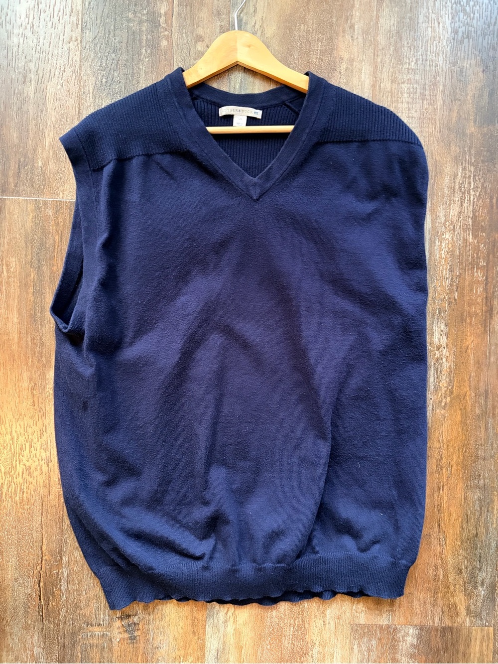 Cutter & Buck Men's Blue Solid V-Neck Sleeveless Knit Sweater Vest Size L Preppy